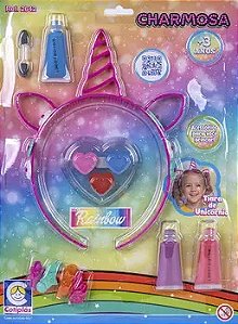 Tiara Unicornio Kit Maquiagem Charmosa Rainbow - Cotiplas