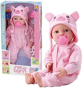 Boneca Diver New Born Brincando de Pijama Menina - Divertoys