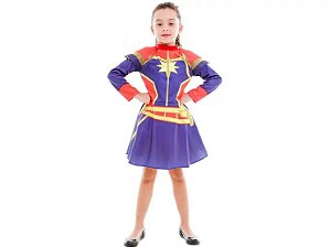 Fantasia Capitã Marvel Vestido P - Regina Festas