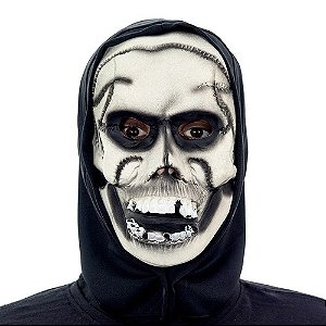 MASCARA CAVEIRA COM CAPUZ EM LATEX HALLOWEEN - SPOOK
