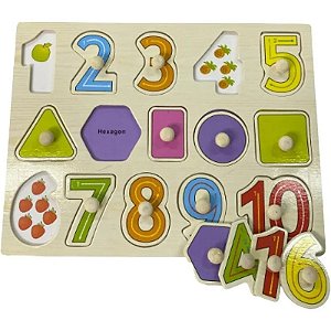 ENCAIXE DIVERTIDO COM PINOS NUMEROS MDF SORTIDOS - TOYMIX