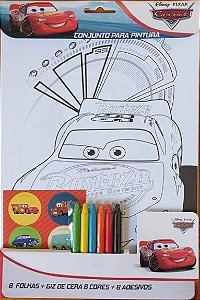 CONJUNTO P/PINTURA LIC DISNEY 8FLS 26X19 +6 GIZ+ADESIVOS CARROS - VPM
