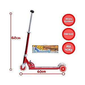 PATINETE RADICAL DOBRAVEL ALUMINIO VERMELHO - DMTOYS