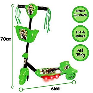 PATINETE DINOSSAURO CESTA SOM E LUZ - DMTOYS