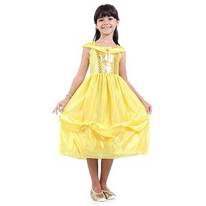 Fantasia Bela Princesa Dourada Standart M - Sulamericana Fantasias