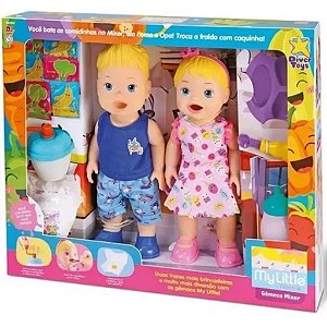 Boneca My Little Collection Gemeos Papinha Mixer - DiverToys