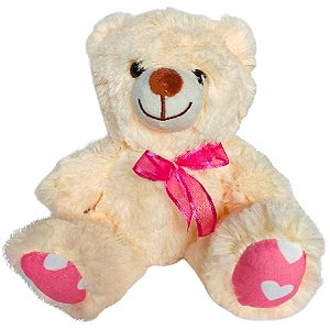 Urso com Laço Rosa Ursinho Pelúcia 20cm - Cks