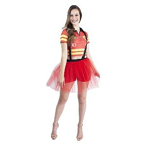 Fantasia Bombeiro Feminino Adulto GG - Fantasias Super