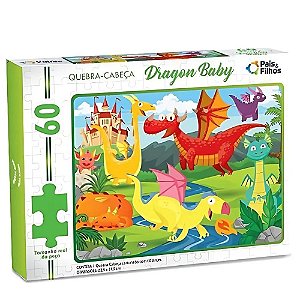 Jogo Quebra Cabeça Dragon Baby Dinossauro 60Pc - Pais e Filhos