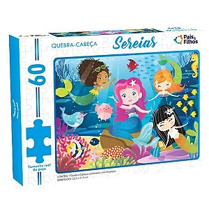 Jogo Quebra Cabeça Sereias 60Pcs - Pais e Filhos