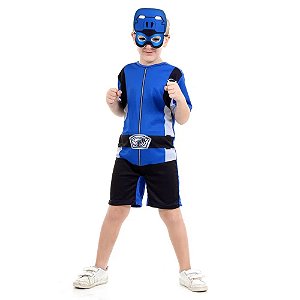 Fantasia Power Rangers Beast Morphers Azul Curto P - Sulamericana Fantasias