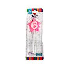 Vela Aniversario Super Star Rosa N.6 - Junco
