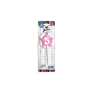 Vela Aniversario Super Star Rosa N.5 - Junco