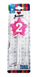 Vela Aniversario Super Star Rosa N.2 - Junco