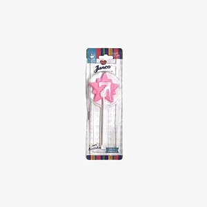 Vela Aniversario Super Star Rosa N.7 - Junco