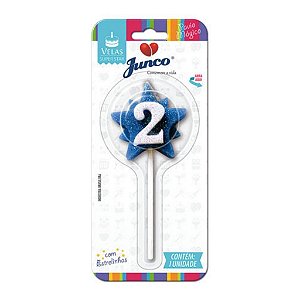 Vela Aniversario Super Star  Azul N.2 - Junco