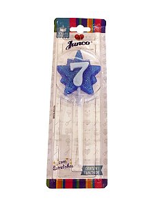 Vela Aniversario Super Star  Azul N.7 - Junco