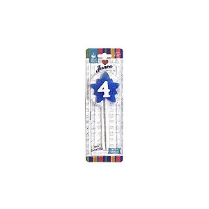 Vela Aniversario Super Star Azul N.4 - Junco