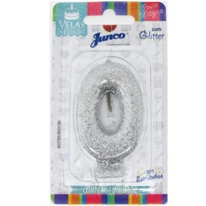 Vela Aniversario Live Colors com Glitter Prata N.0 - Junco