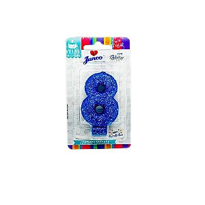 Vela Aniversario Live Colors com Glitter Azul N.8 - Junco