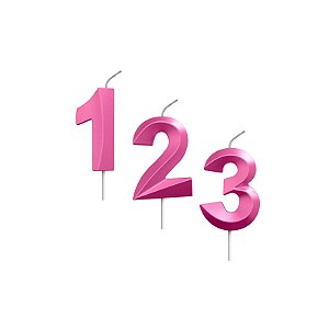 Vela Aniversario Palito Metalizada Rosa N.4 - Junco