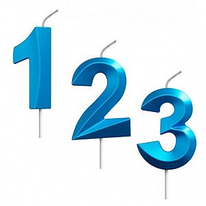 Vela Aniversario Palito Metalizado Azul N.4 - Junco
