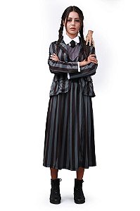 Fantasia Wandinha Uniforme cinza Infantil G - Sulamericana Fantasias