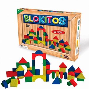 Blokitos 60 Peças Blocos de Maderia - Pais e Filhos