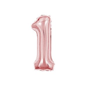 Balao Metalizado Rose Nº 1 40cm - Junco