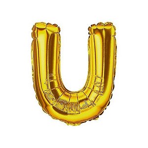 Balao Metalizado Dourado Letra U 40cm - Gala Embalagens