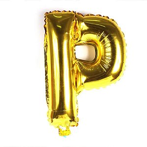Balao Metalizado Dourado Letra P 40cm - Gala Embalagens
