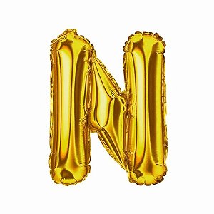 Balao Metalizado Dourado Letra N 40cm - Gala Embalagens