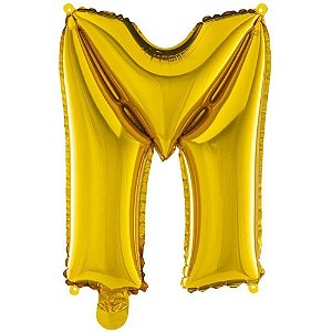 Balao Metalizado Dourado Letra M 40cm - Gala Embalagens