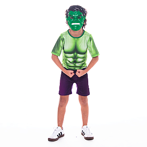 Fantasia Hulk Basica com Mascara Injetável M - Super Magia