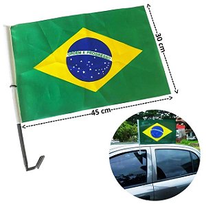 Bandeira Brasil p/ Carro 30X45 c/ Haste - Partiu Festa