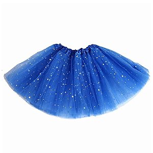 Saia Tule Azul Royal com Glitter HY87636 - Partiu Festa