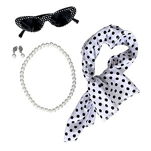 Kit Anos 60 Lenço Bolinha XM-21826 - Partiu Festa