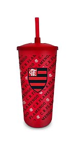 Copo Plástico com Canudo Flamengo 500ml - Brasfoot