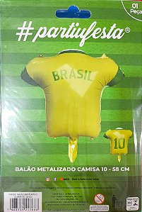 Balão Metalizado Camisa 10 Ref 632 - Partiu Festa