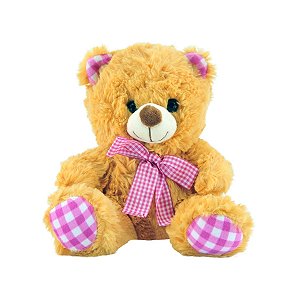 Pelucia Urso Marrom com Laço Rosa - CKS
