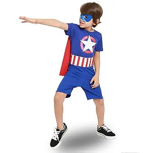 Fantasia Capitão America Super Heroi Defender G - Masqerade
