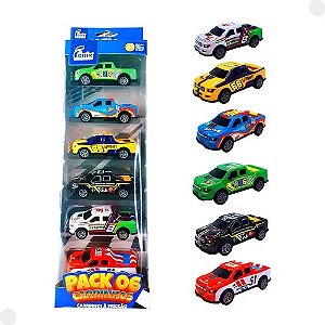 Kit Pack com 6 Carrinhos Sortidos Fricção - Fenix Brinquedos
