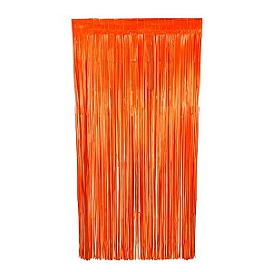 Cortina Metalizada Laranja Neon 1M X 2M - Partiu Festa
