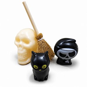 Caveira - Gato - Fantasma - Vassoura Kit c/ 4 unidades - Partiu Festa