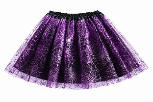 Saia de Tule Roxo c/ Teias 40cm - Partiu Festa