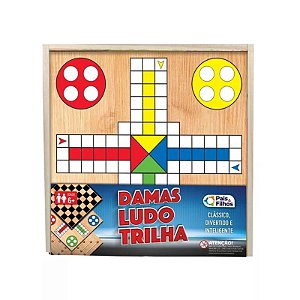 Jogo 3 em 1 Ludo Damas e Trilha - Pais e Filhos