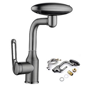 Torneira Monocomando Banheiro Cozinha Rotaçao 360 Graus Quatro Jatos Cascata Bolha Agua Fria Quente Misturador Bancada