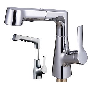 Torneira Gourmet Extensivel Banheiro Dois Jatos Articulada Ducha Monocomando Pia Mesa Bancada Agua Quente Frio Moderna