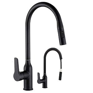 Torneira Gourmet Extensivel Ducha Articulada 2 Jatos Pia Mesa Bancada Cozinha Monocomando Agua Quente Fria Moderno