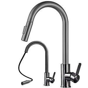 Torneira Extensivel Gourmet Cozinha Pia Mesa Bancada Ducha Articulada 2 Jatos Monocomando Agua Quente Fria Sofisticado